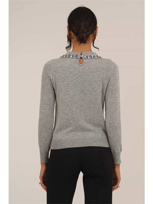 Maglia con strass Try Me | 6013GREY MELANGE